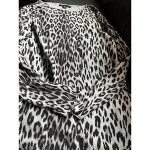 INC International Concepts Leopard Print Tunic Top Sweater Shirttail Hem Size L